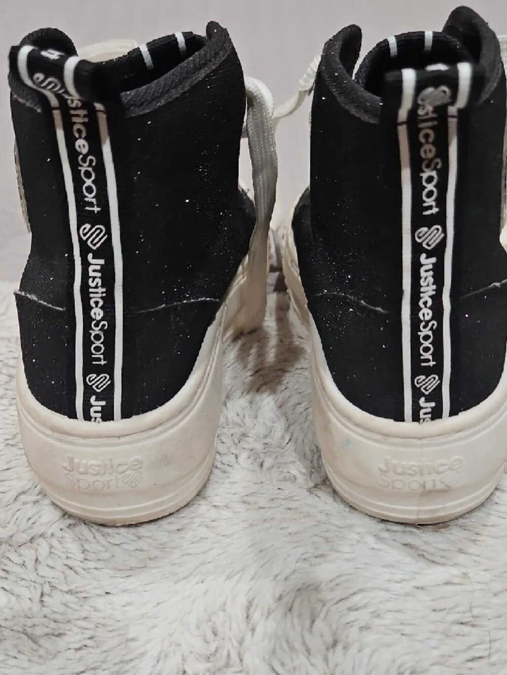 Justice Kids Black and White High-Top Sneakers